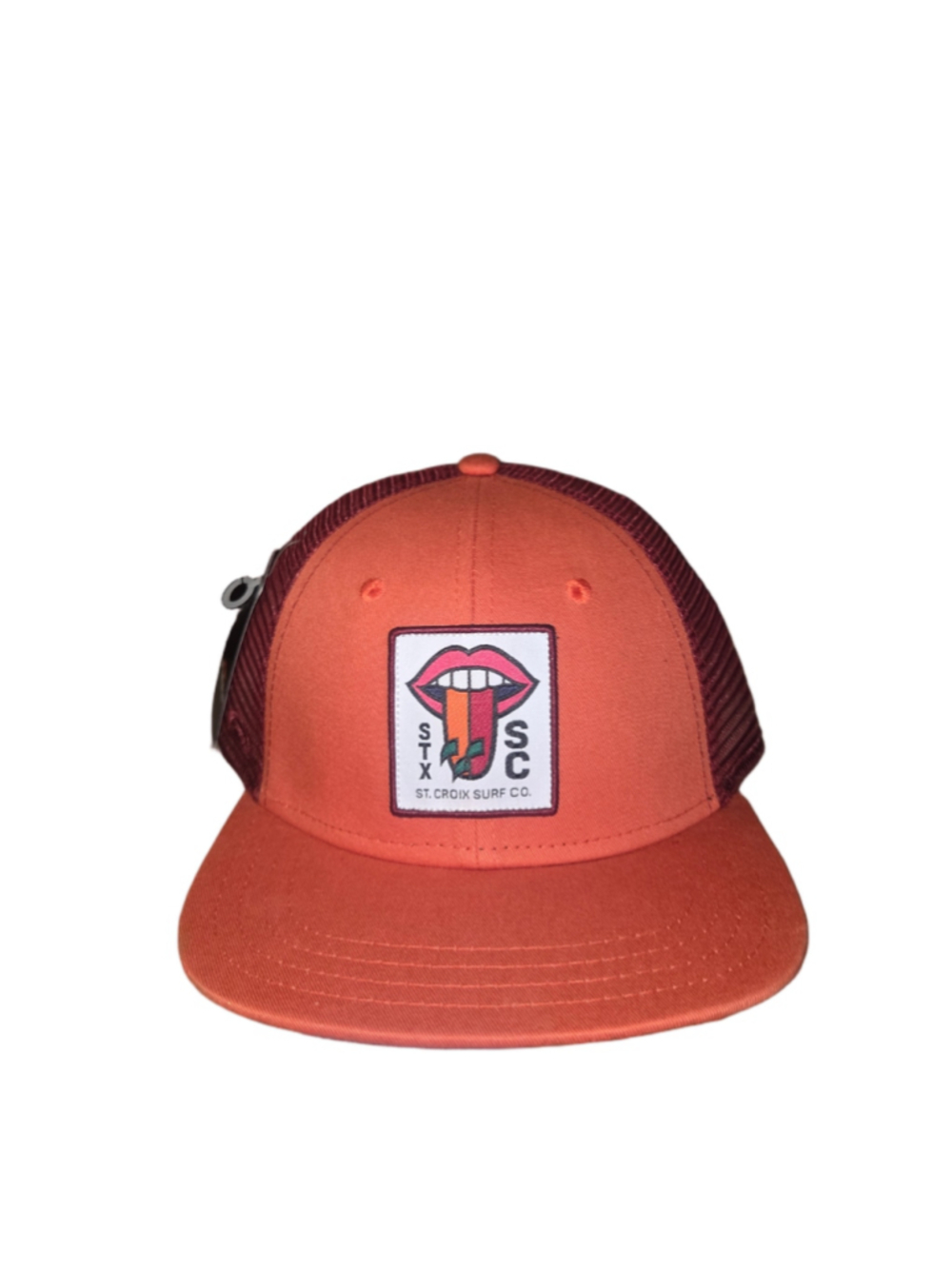 St. Croix Surf Co. Trucker Hat Tongue Lips Orange Snap Back Men's STX SC New